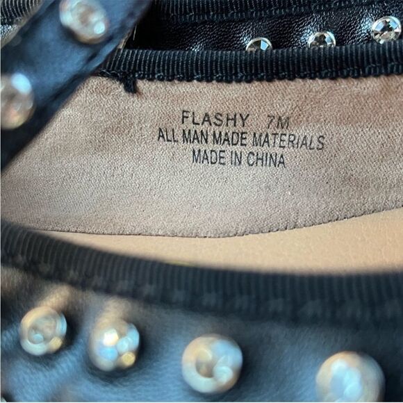 House of Harlow Studded Rhinestone Mary Jane Cross Ballet Flat Black Silver 7 - Picture 16 of 16